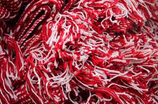 red and white yarn