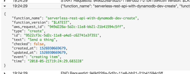 Screen Shot of structlog in use