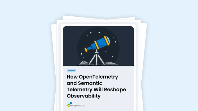 White paper titled 'How OpenTelemetry and Semantic Telemetry Will Reshape Observability', featuring a telescope under a night sky.