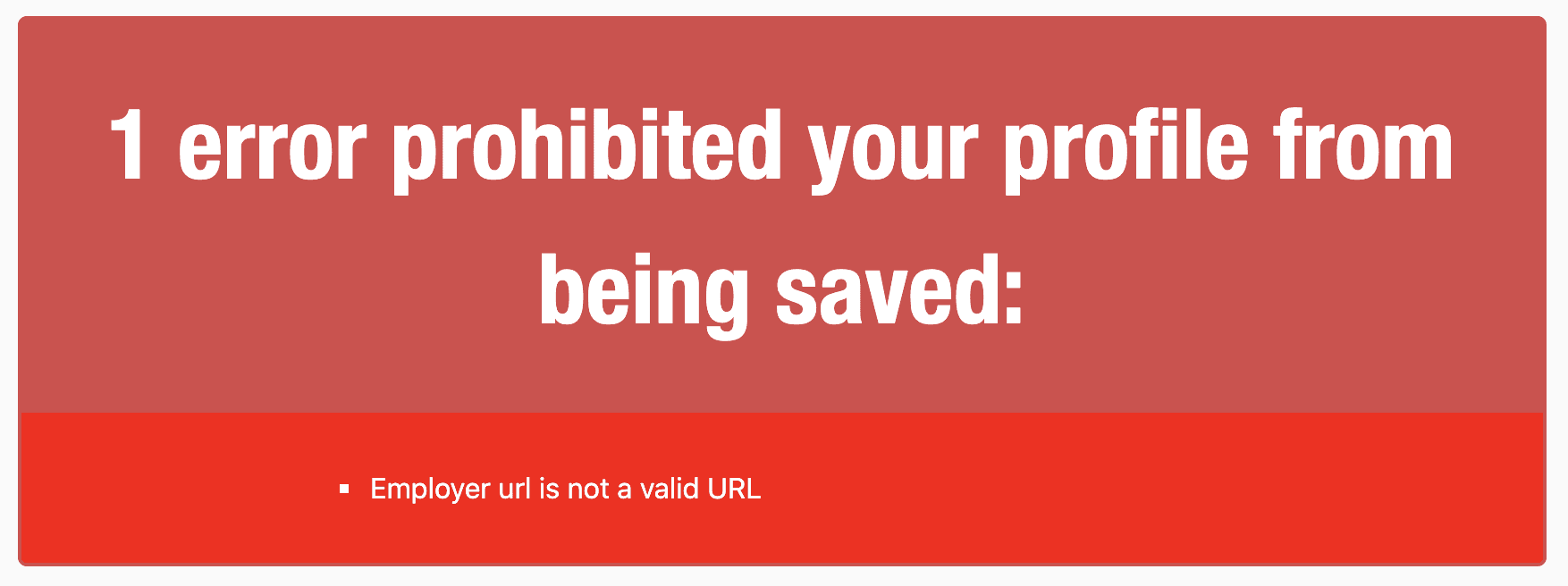 dev.to profile error message