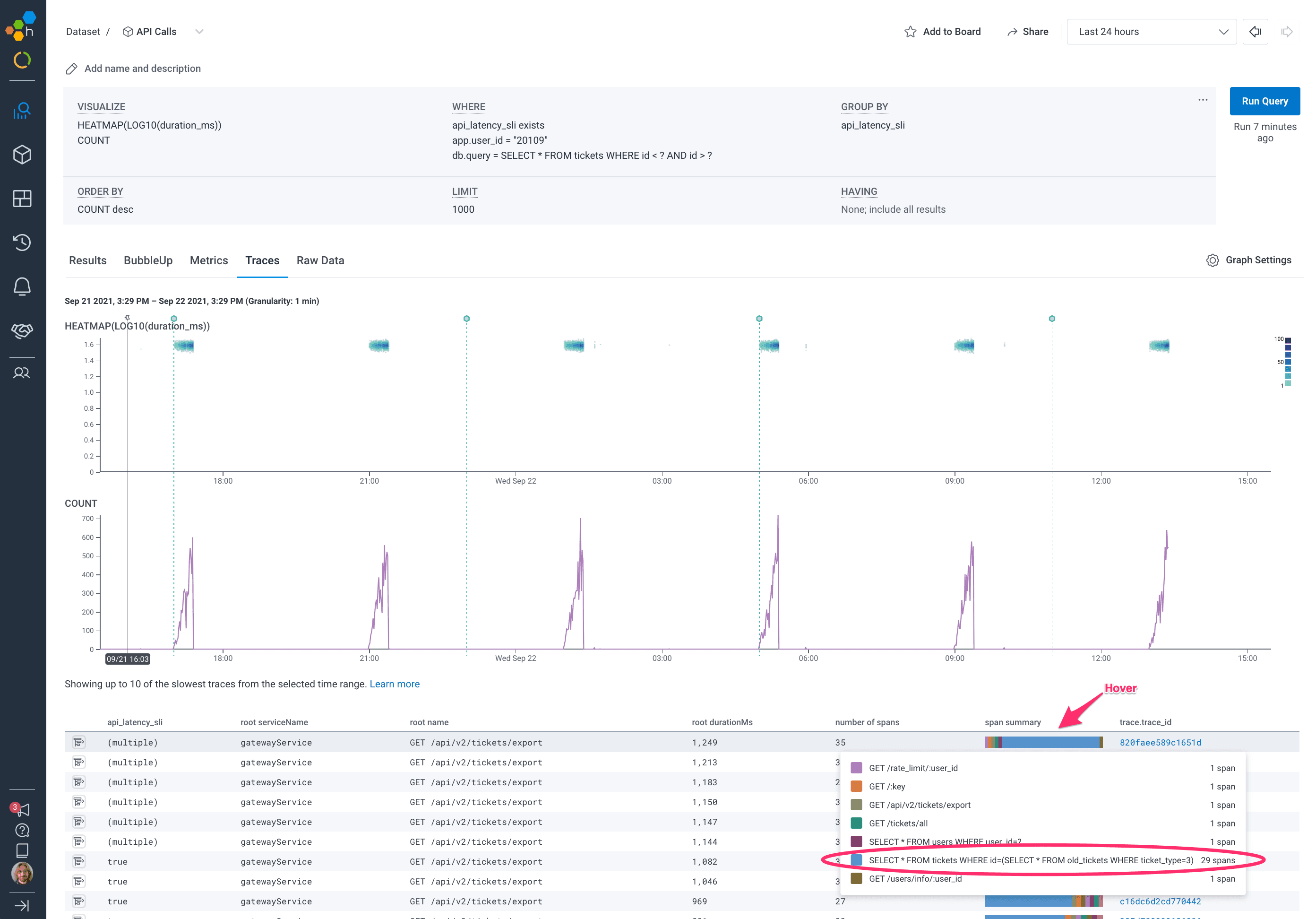 bubble up drill down hover