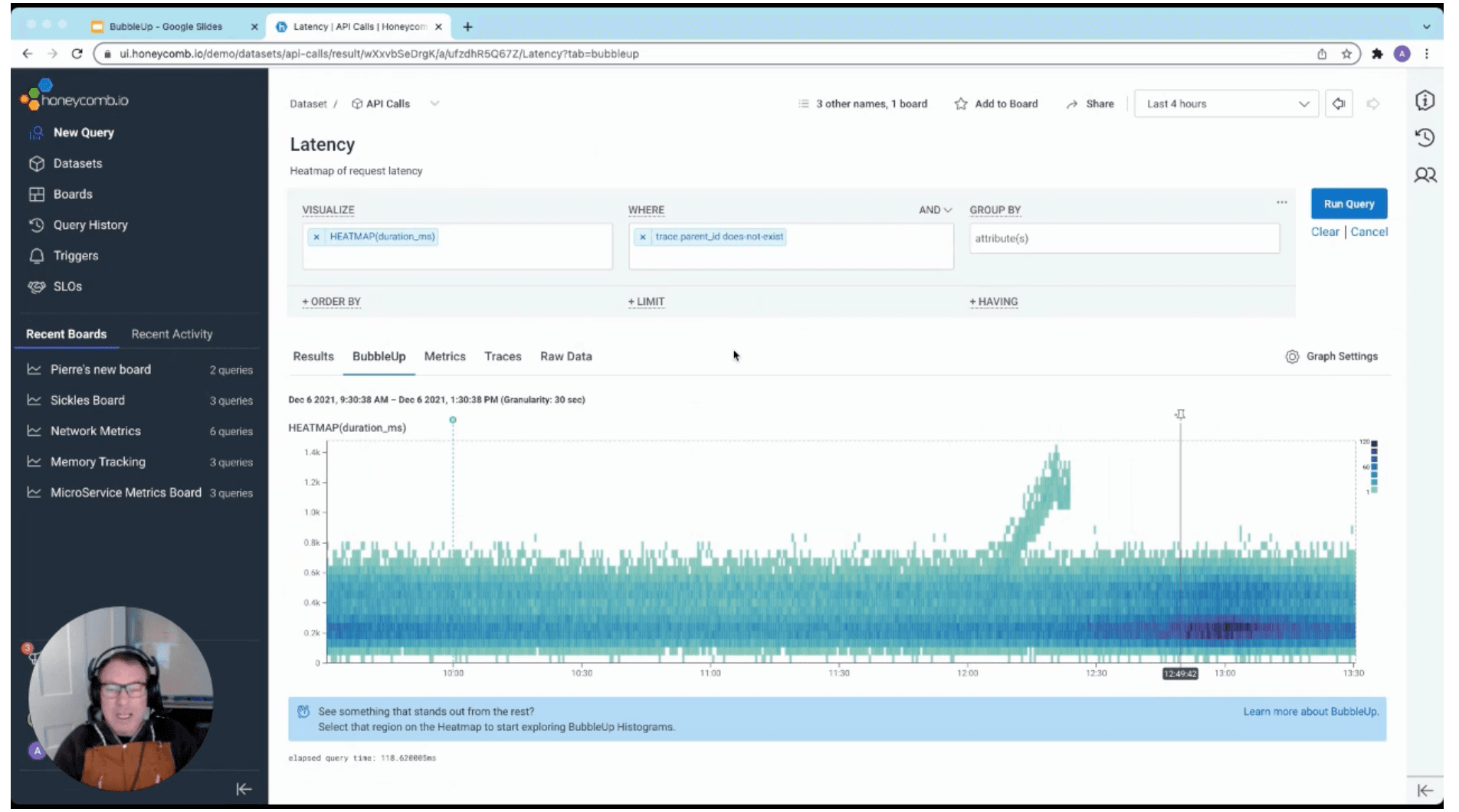 Trace view in Honeycomb