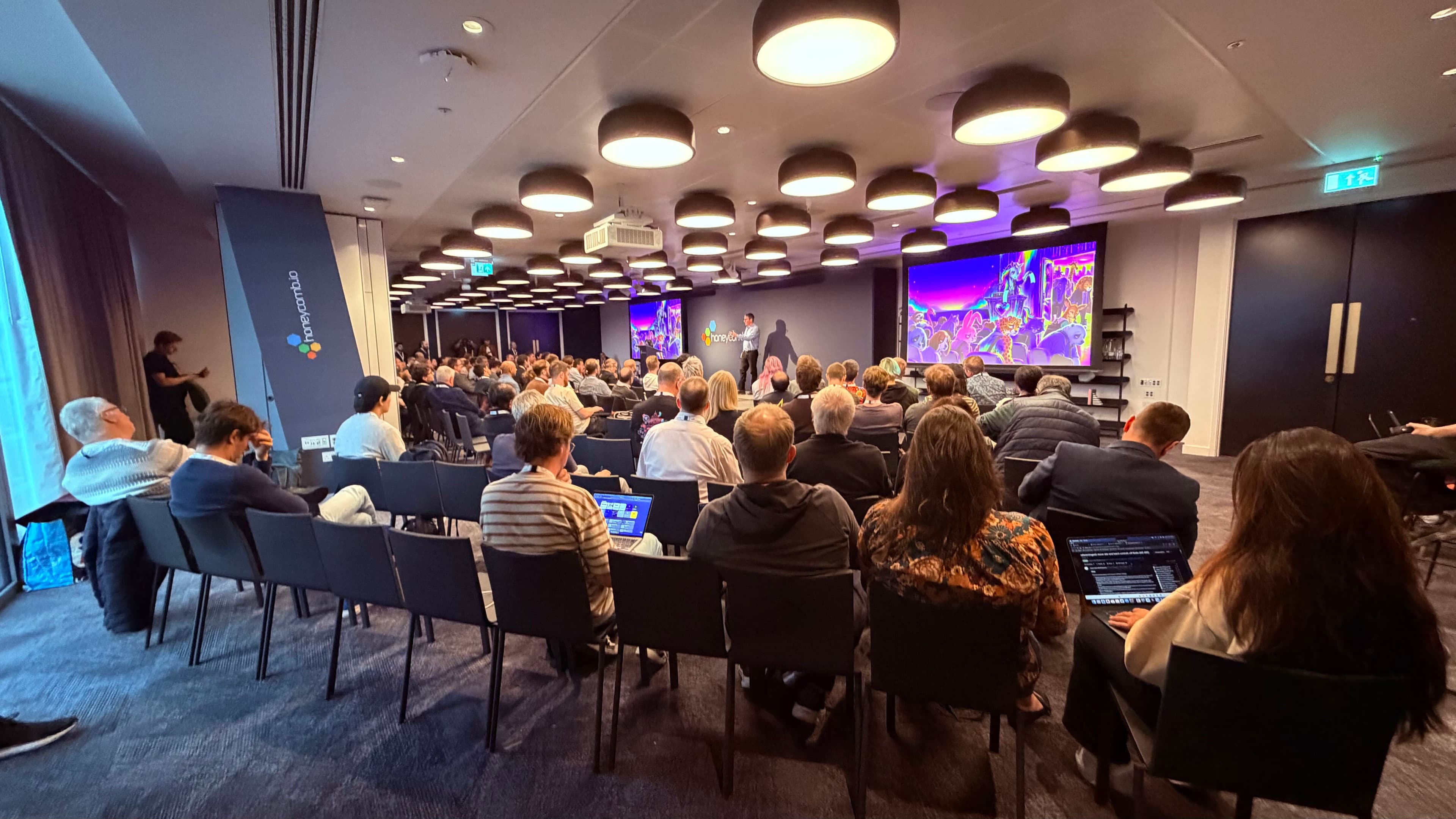 Attendees in the main session room at O11yDay London 2026