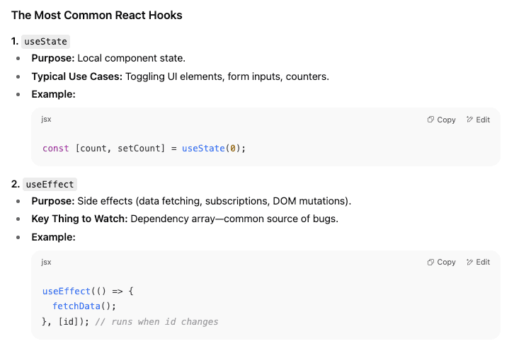 The most common React Hooks