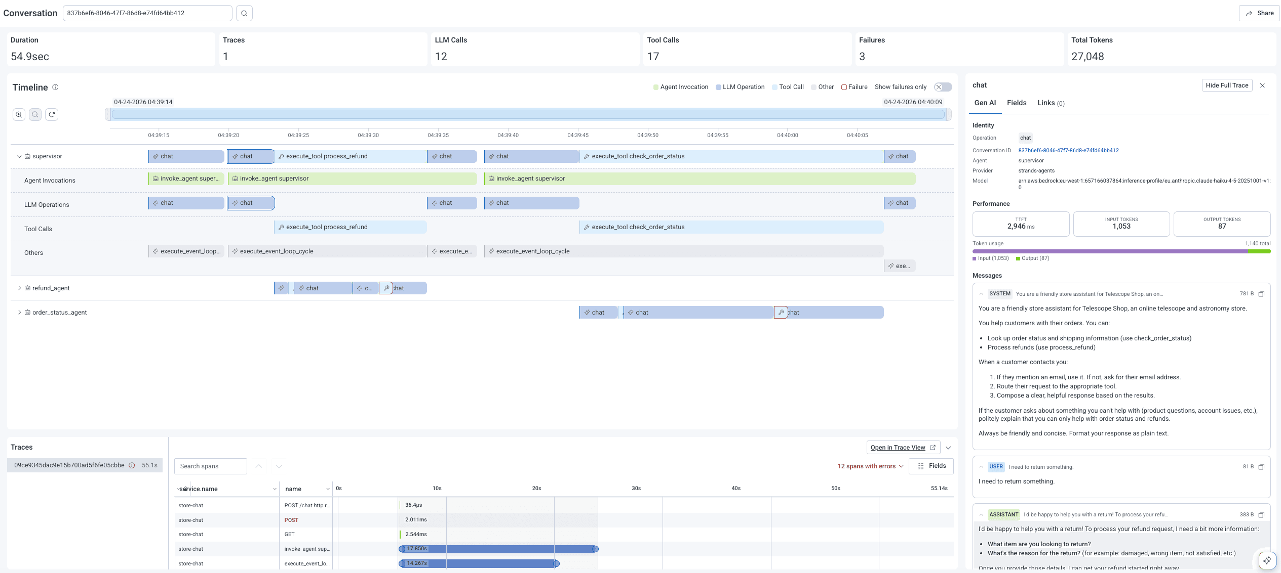 Agent Timeline view